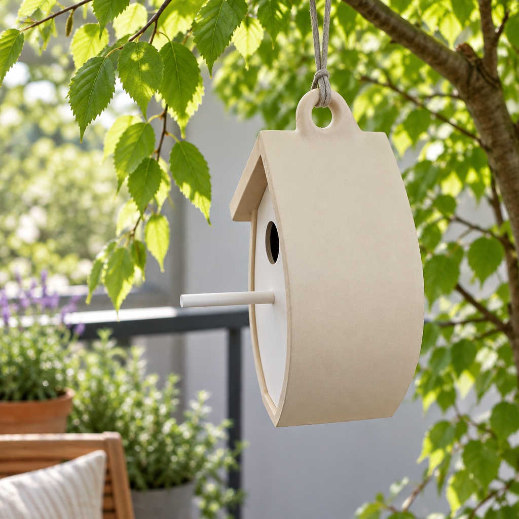 Tree Leaf Birdhouse among spring foliage