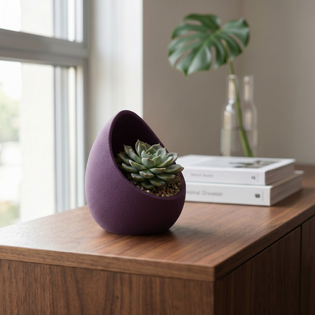 Nest Succulent Planter in purple — Scandinavian shelf lifestyle