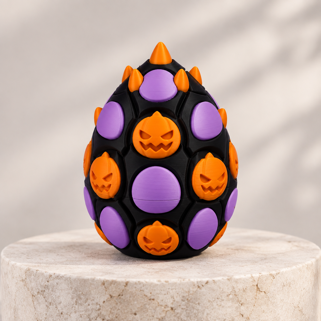 Halloween Dragon Egg on pale stone plinth