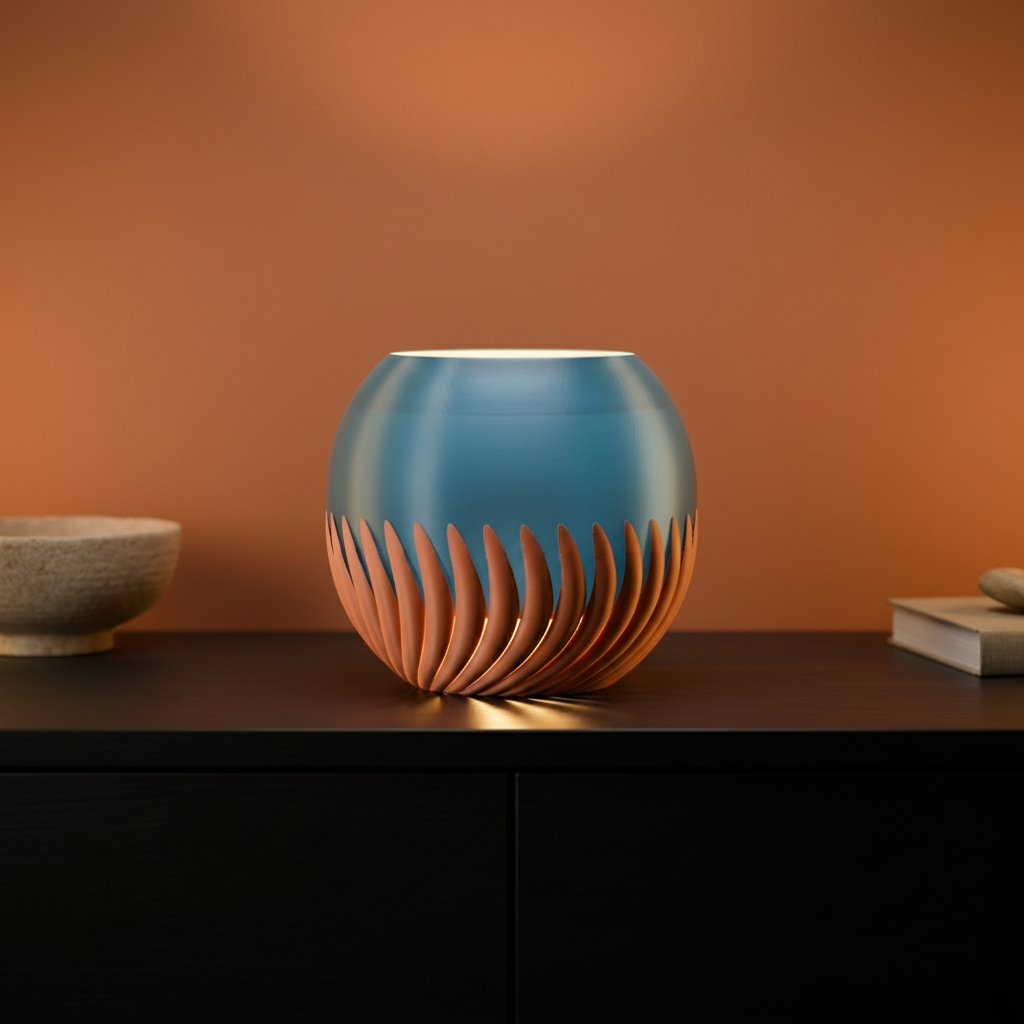 Modern Sphere Lamp on living room sideboard