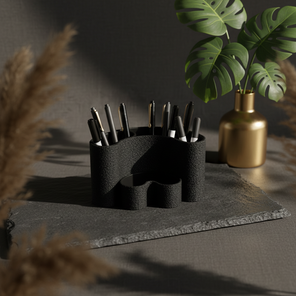 Modern Interlocking Desktop Organizer - matte black moody dark studio