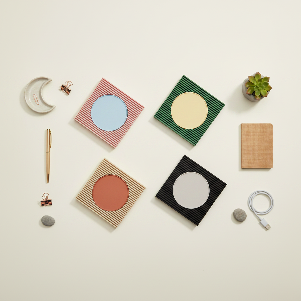 Modern Ribbed Catch-All Tray - multi-colour flat lay overhead