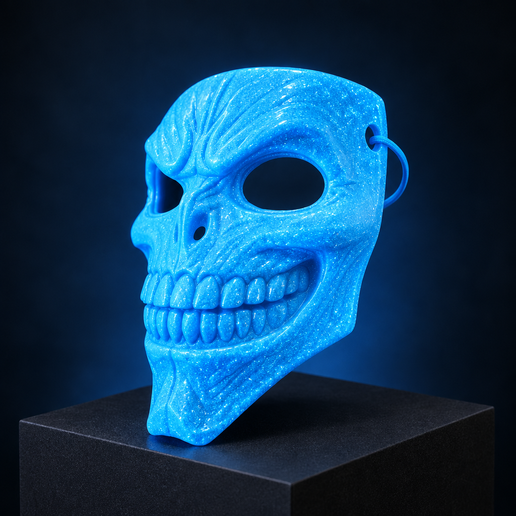 Skinwalker Mask Neon Glitter Glow Blue colour option