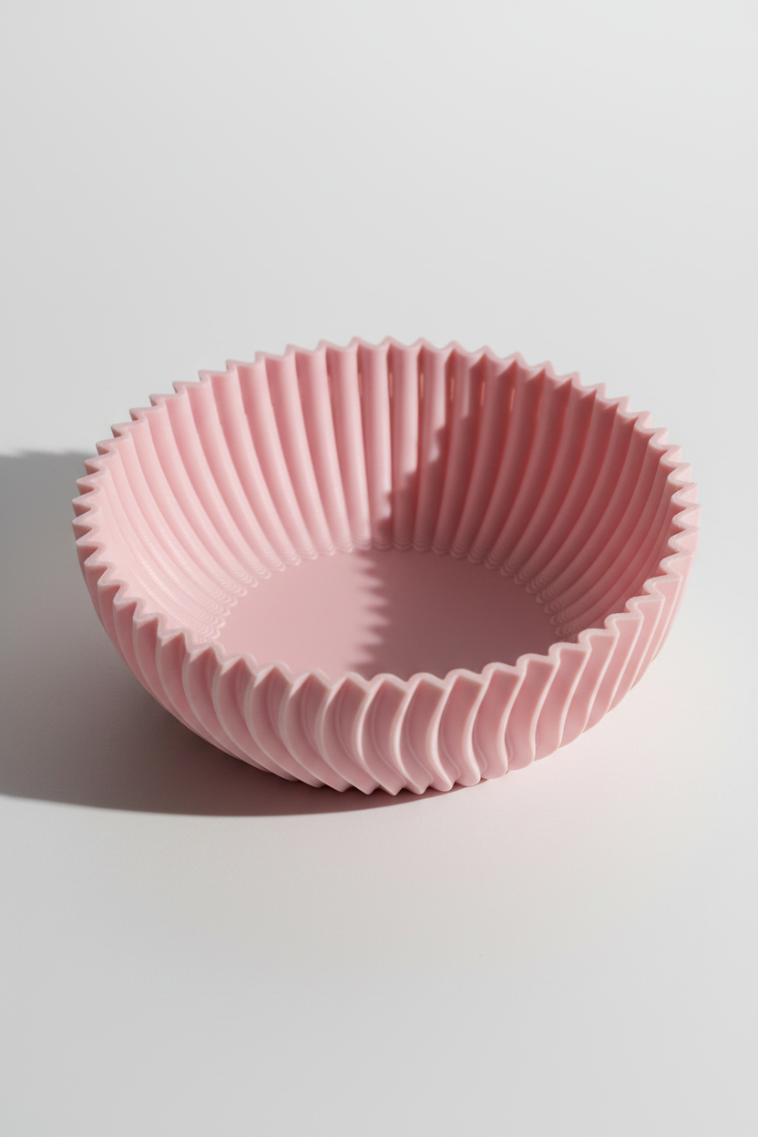 Blush pink ripple bowl macro ribbed texture detail - lifestyle