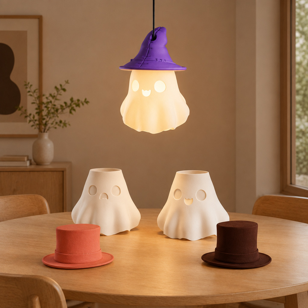 Ghost lamp in a dining room
