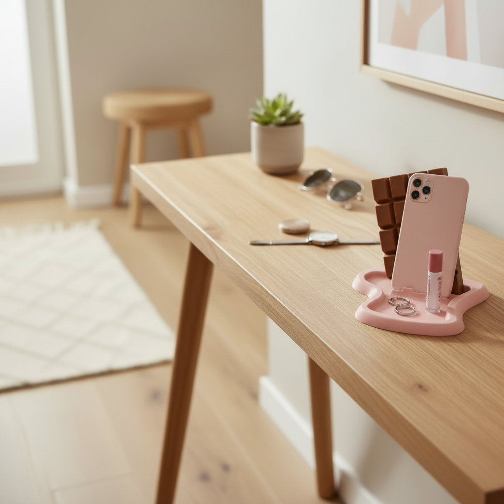 Chocolate Bar Catchall Tray - Pink colourway on dressing table