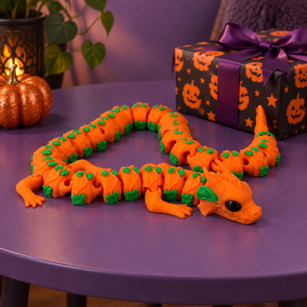 Pumpkin Dragon beside Halloween gift