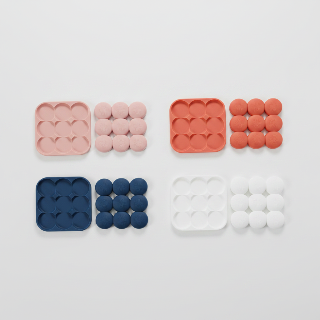 Multi-colour dual coaster flat lay overhead - lifestyle
