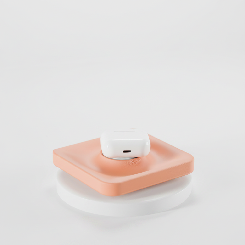 Blush pink tray macro detail with MagSafe recess - lifestyle