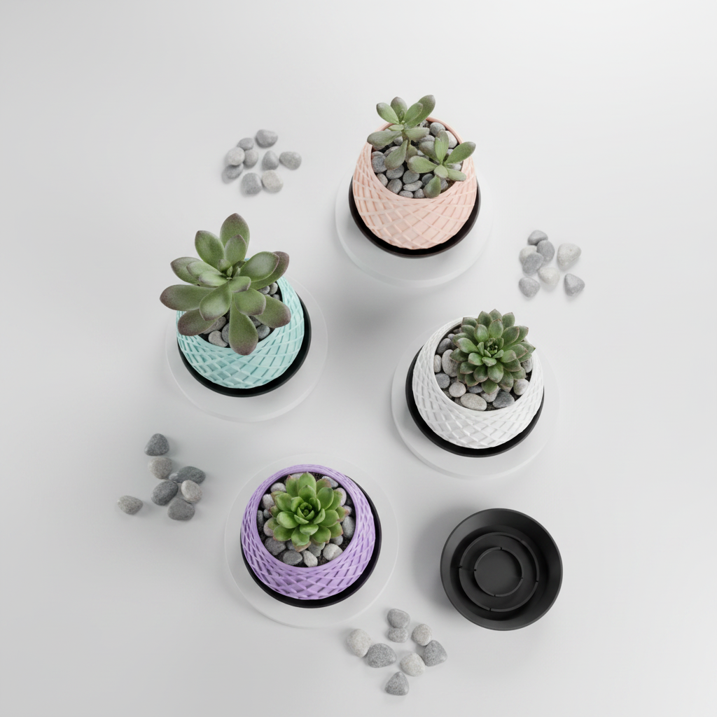 Multi-colour lattice planter flat lay