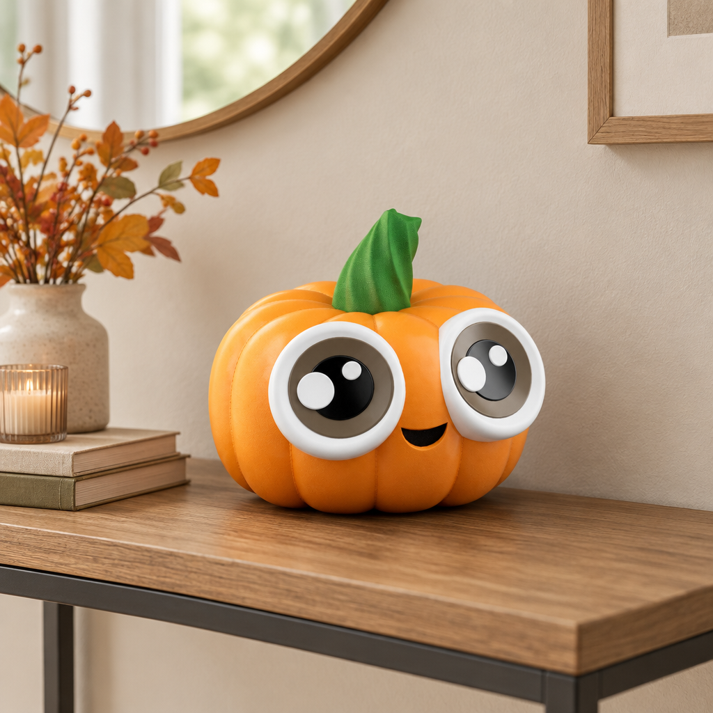 Cute Li'l Pumpkin styled on a hallway console table