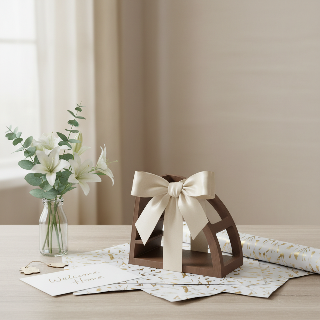 Remote Control Organiser presented as a gift with ribbon and bow surrounded by flowers