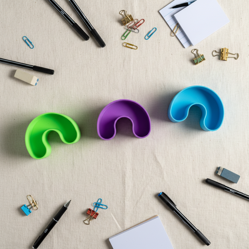 Modern Minimalist Interlocking Desktop Organizer - multi-colour flat lay overhead