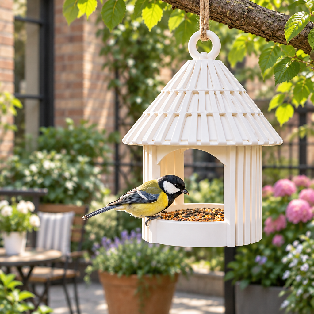 Garden Hut feeder in a small city courtyard