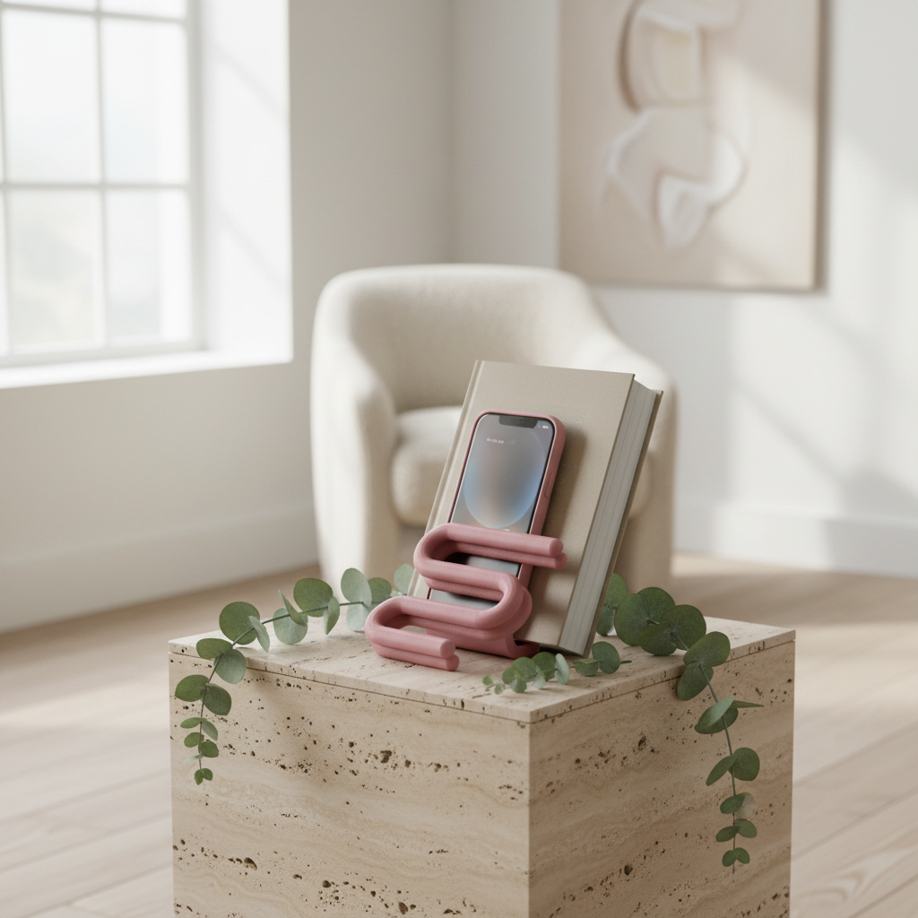 Wibble Stand dusty pink travertine Scandinavian