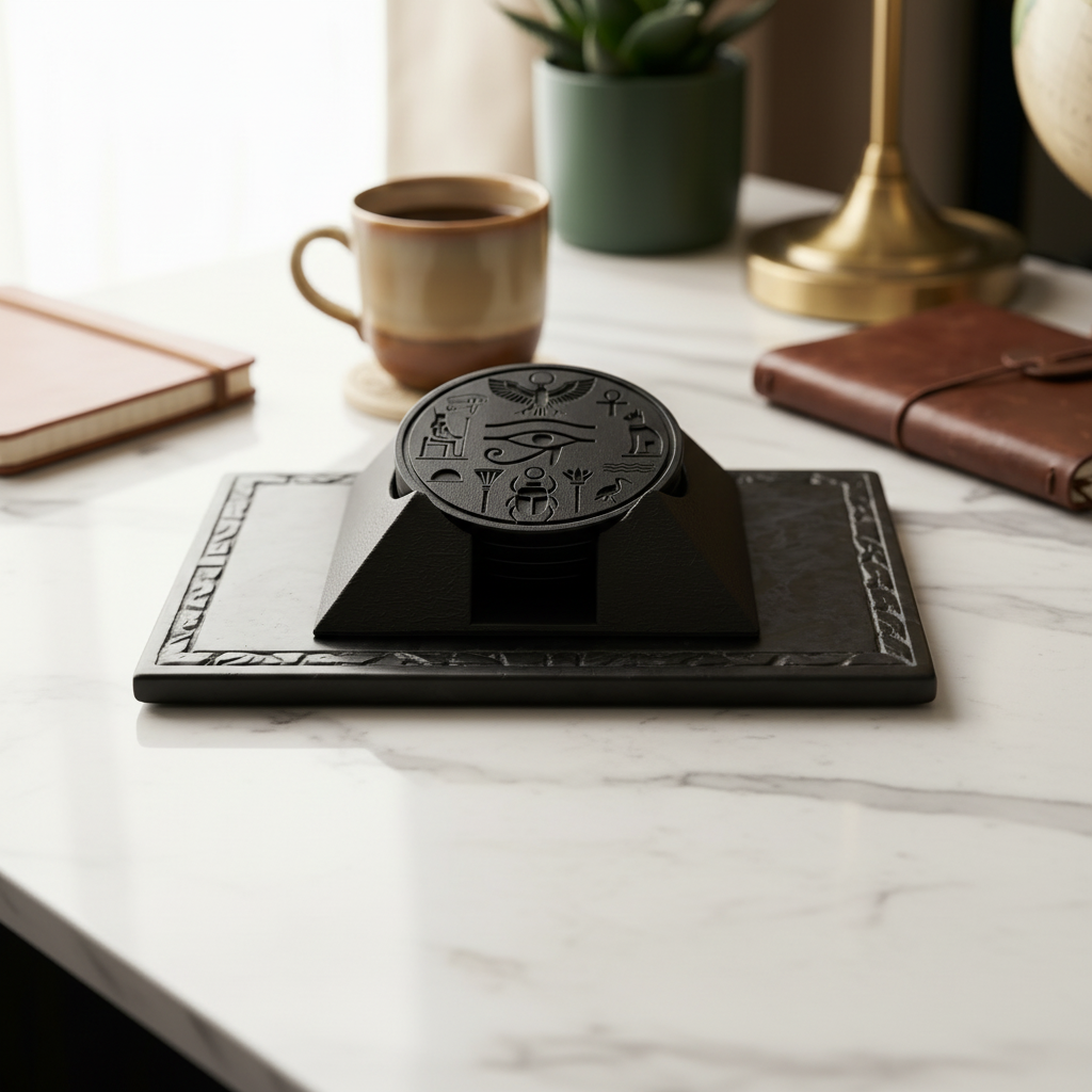 Ancient Egyptian Pyramid Coaster Set - Black colourway lifestyle