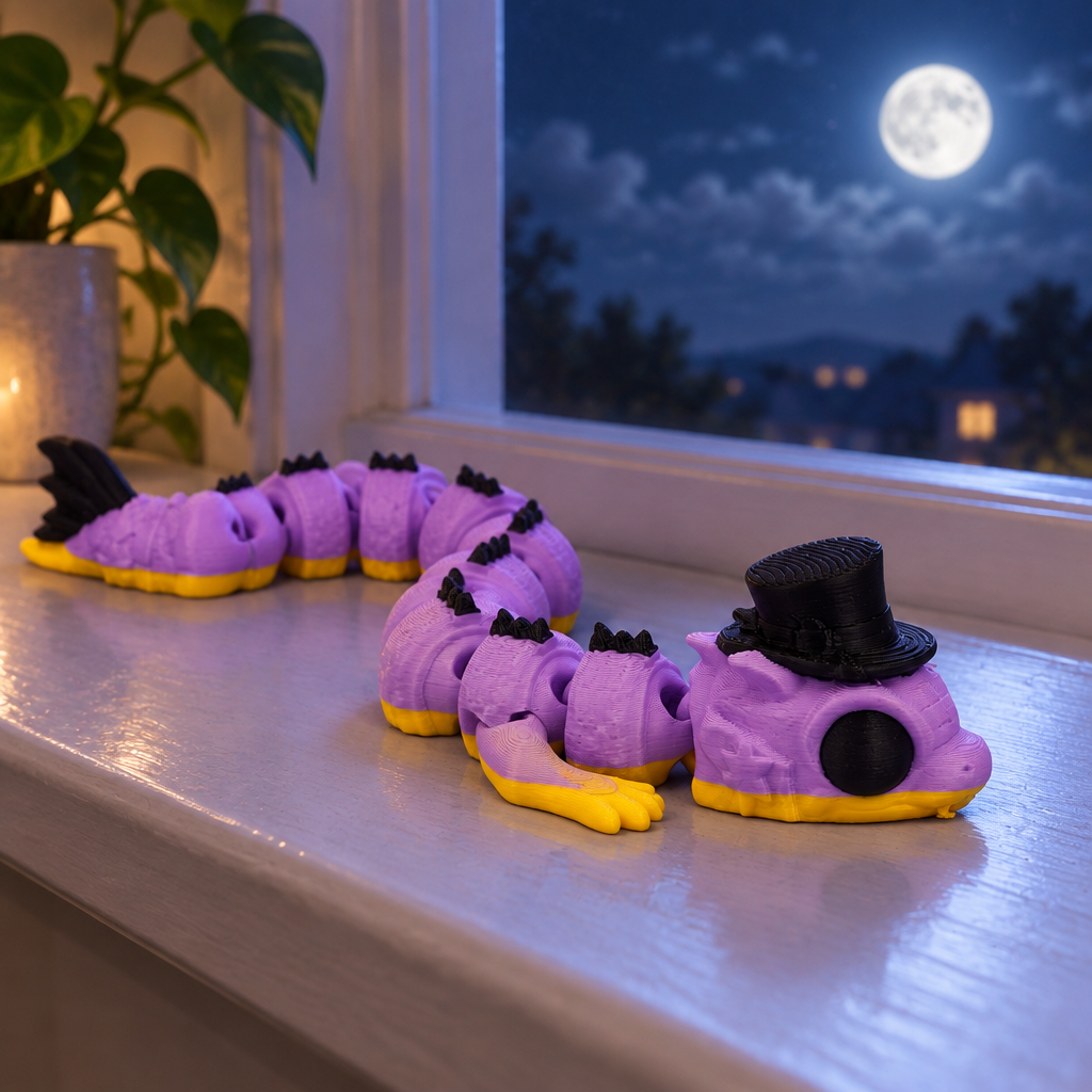 Wizard Dragon on moonlit window ledge