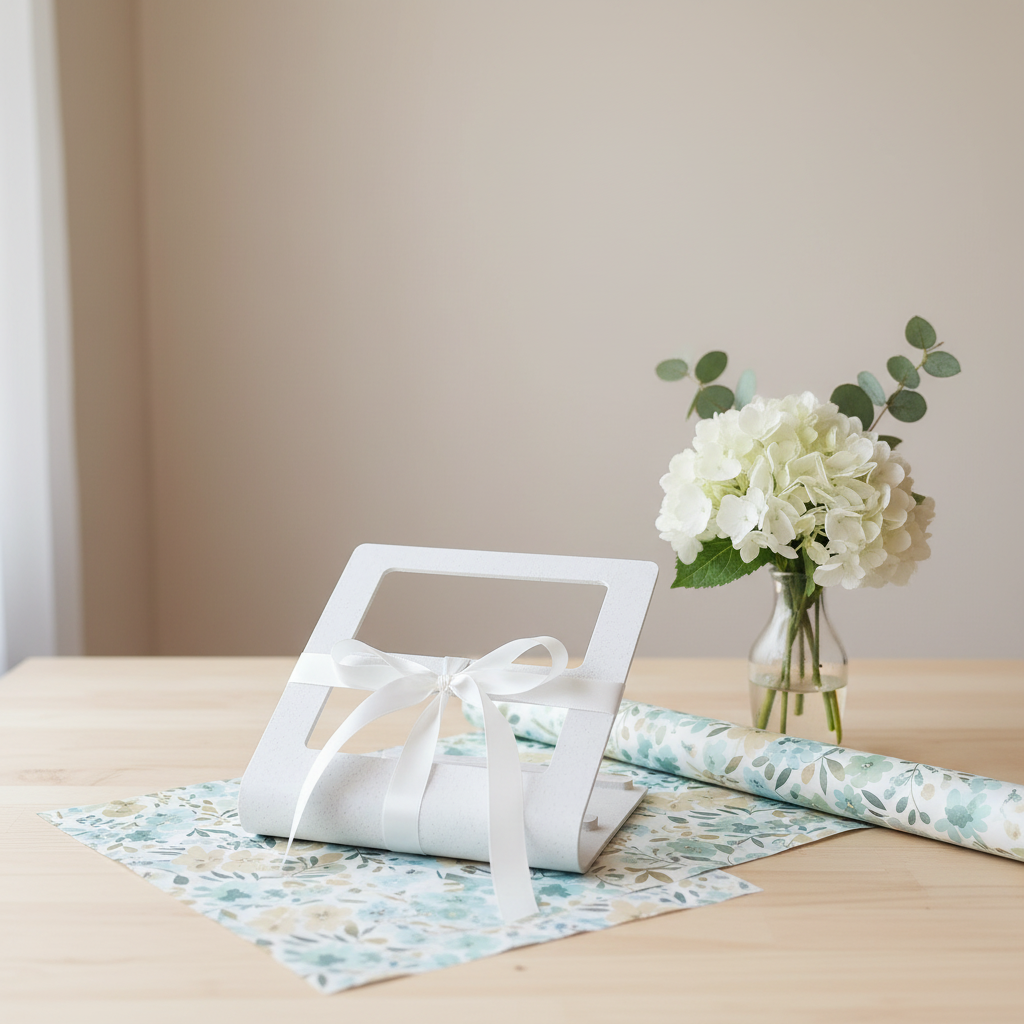 Remote Control Organiser presented as a gift with ribbon and bow surrounded by flowers