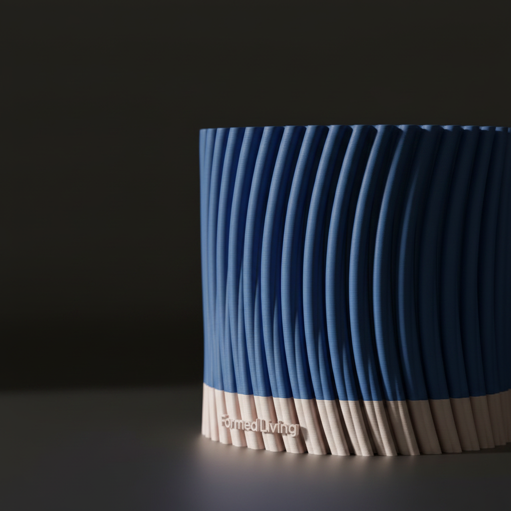 Modern Twist Self-Watering Planter cobalt blue macro detail dark studio