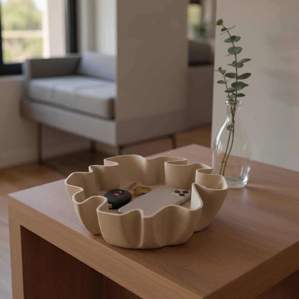 Organic Flow Catchall Bowl - Beige colourway lifestyle