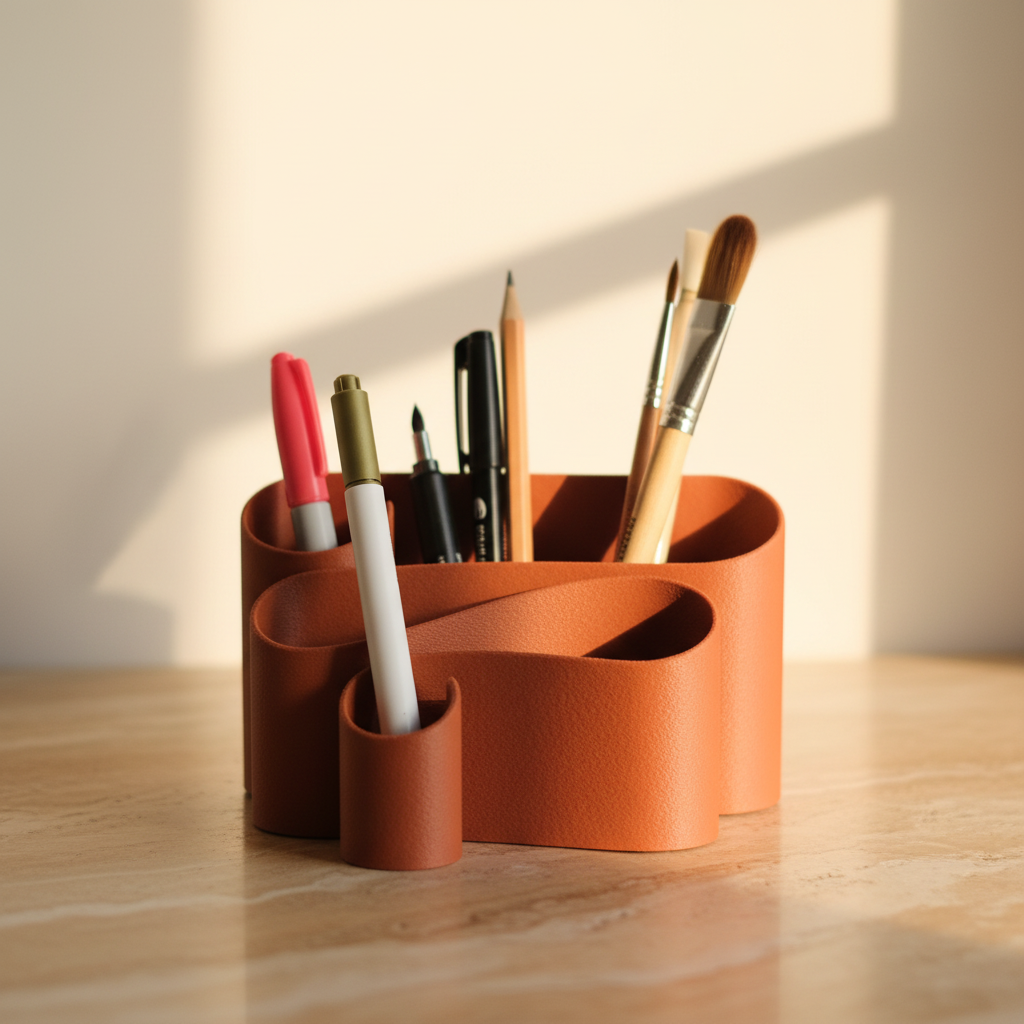 Fluid Desktop Organizer - terracotta travertine golden hour