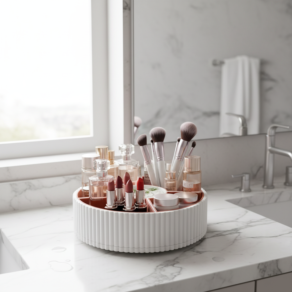360-Degree Rotatable Ribbed Multi-Tray bathroom organiser lifestyle