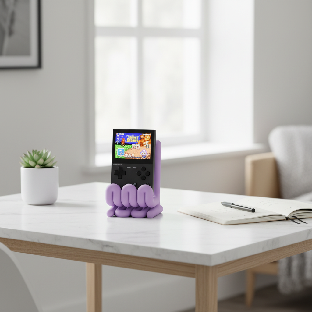 Wibble Stand soft purple on marble desk with succulent
