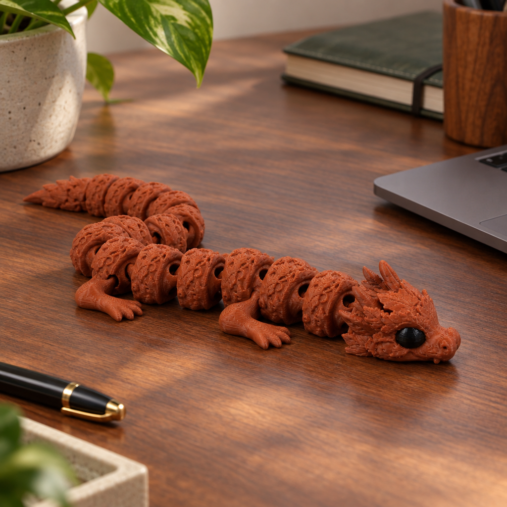 Autumn dragon on walnut desk