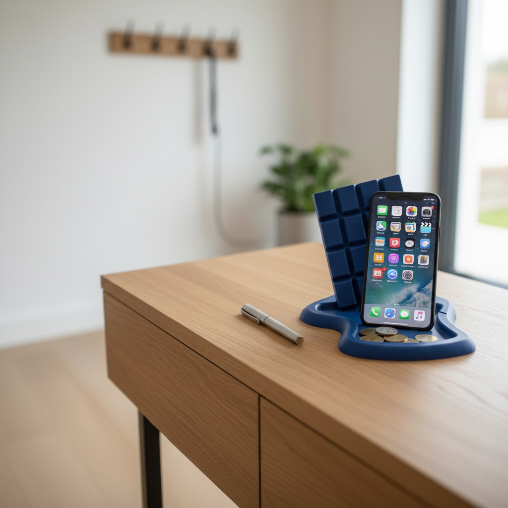 Chocolate Bar Catchall Tray - Blue colourway on office desk