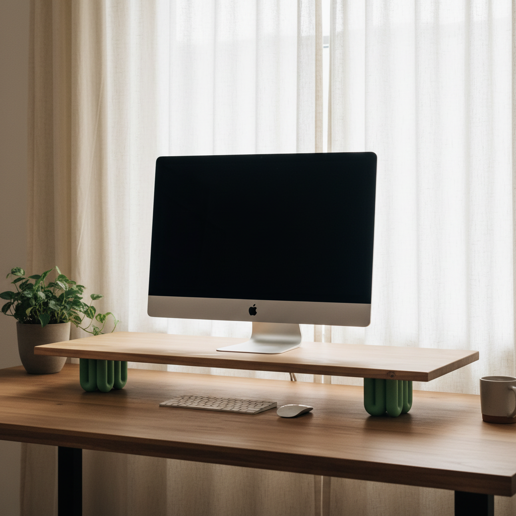 Wibble Monitor Riser sage green iMac Scandinavian desk