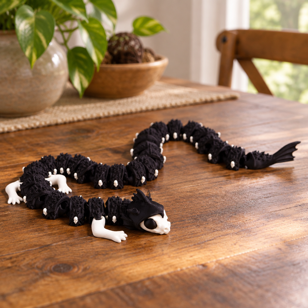 Articulated Reaper Dragon on rustic table