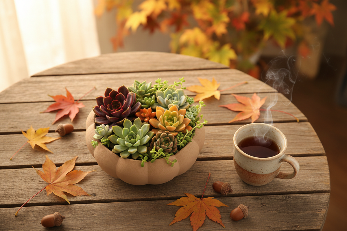 Pumpkin Planter — autumn garden lifestyle scene