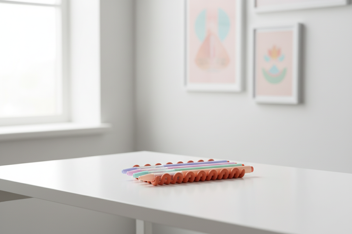 Terracotta wibble pen tray in creative studio - lifestyle