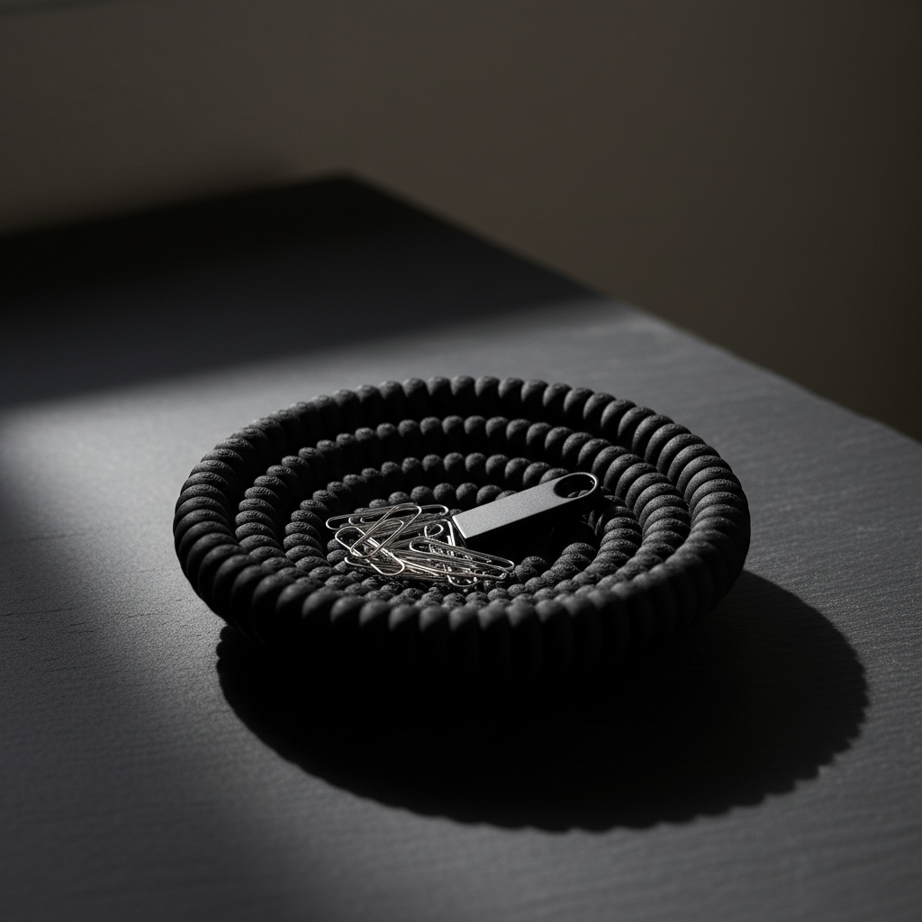 Organic Bobble Spiral Catch-All Bowl - charcoal black moody desk
