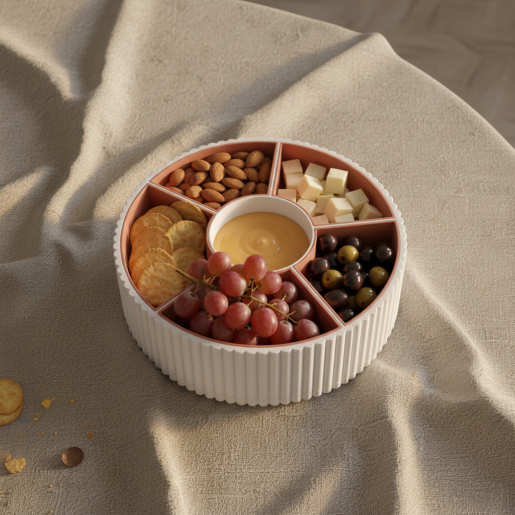 360-Degree Rotatable Ribbed Multi-Tray charcuterie entertaining lifestyle