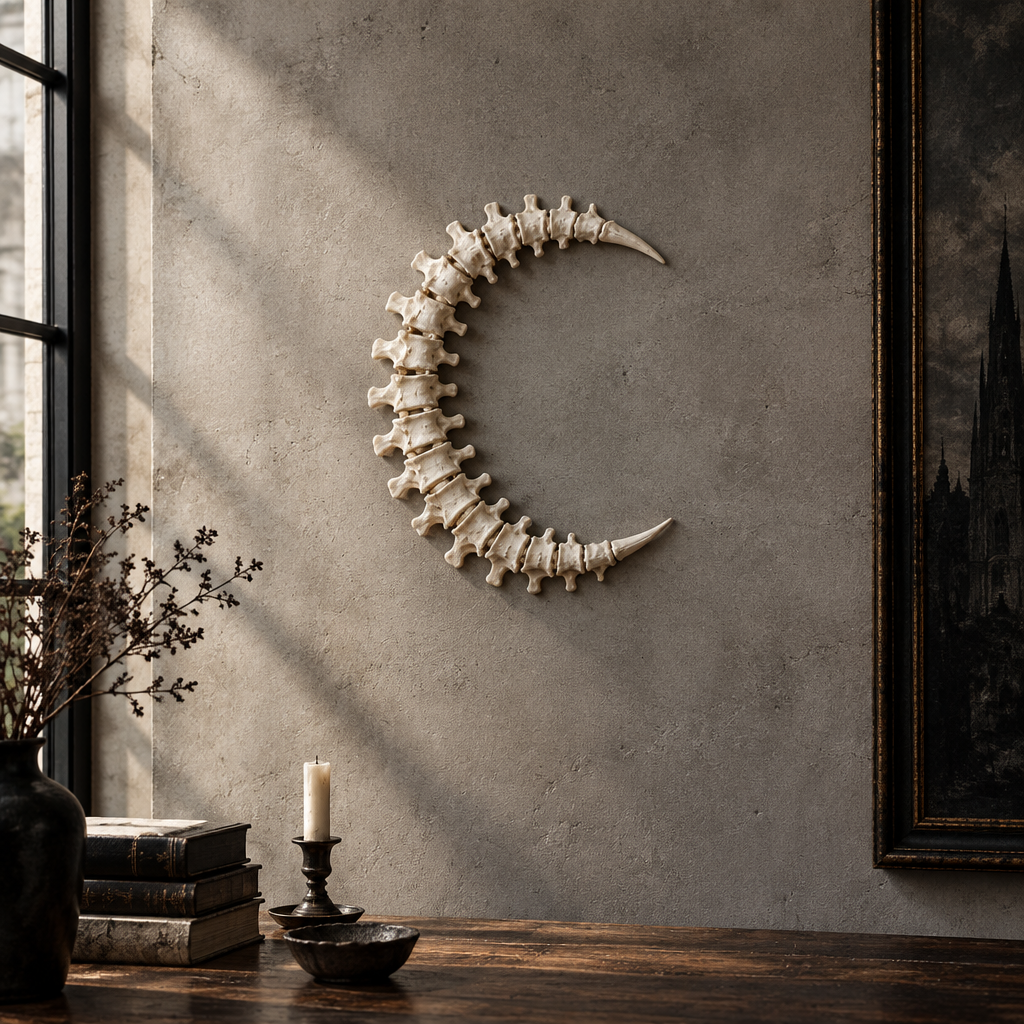 Spinal Moon on concrete studio wall