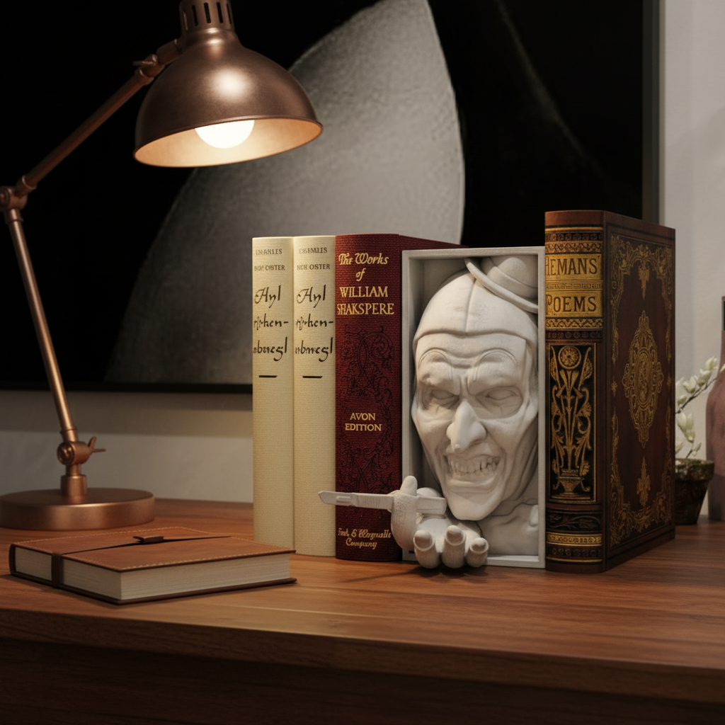 IT horror clown book nook on a writing desk