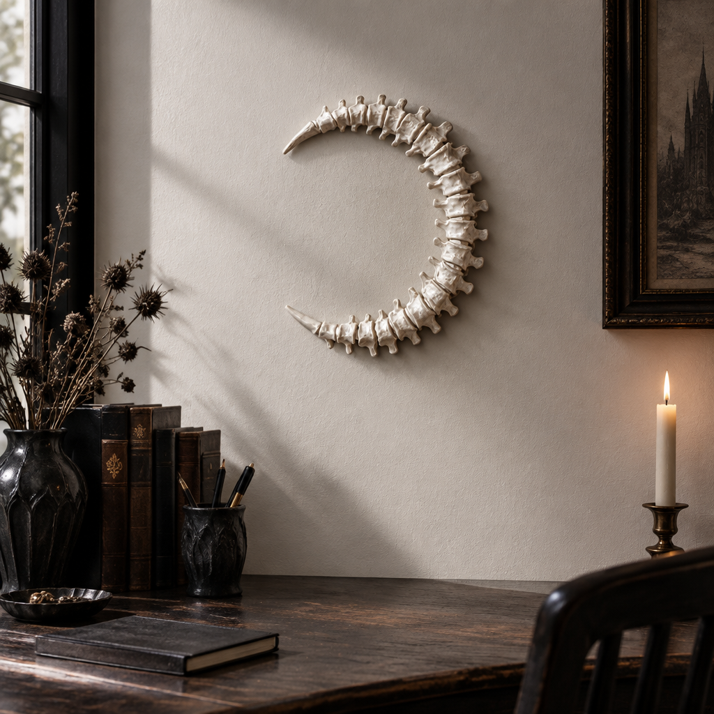 Spinal Moon on studio wall near desk