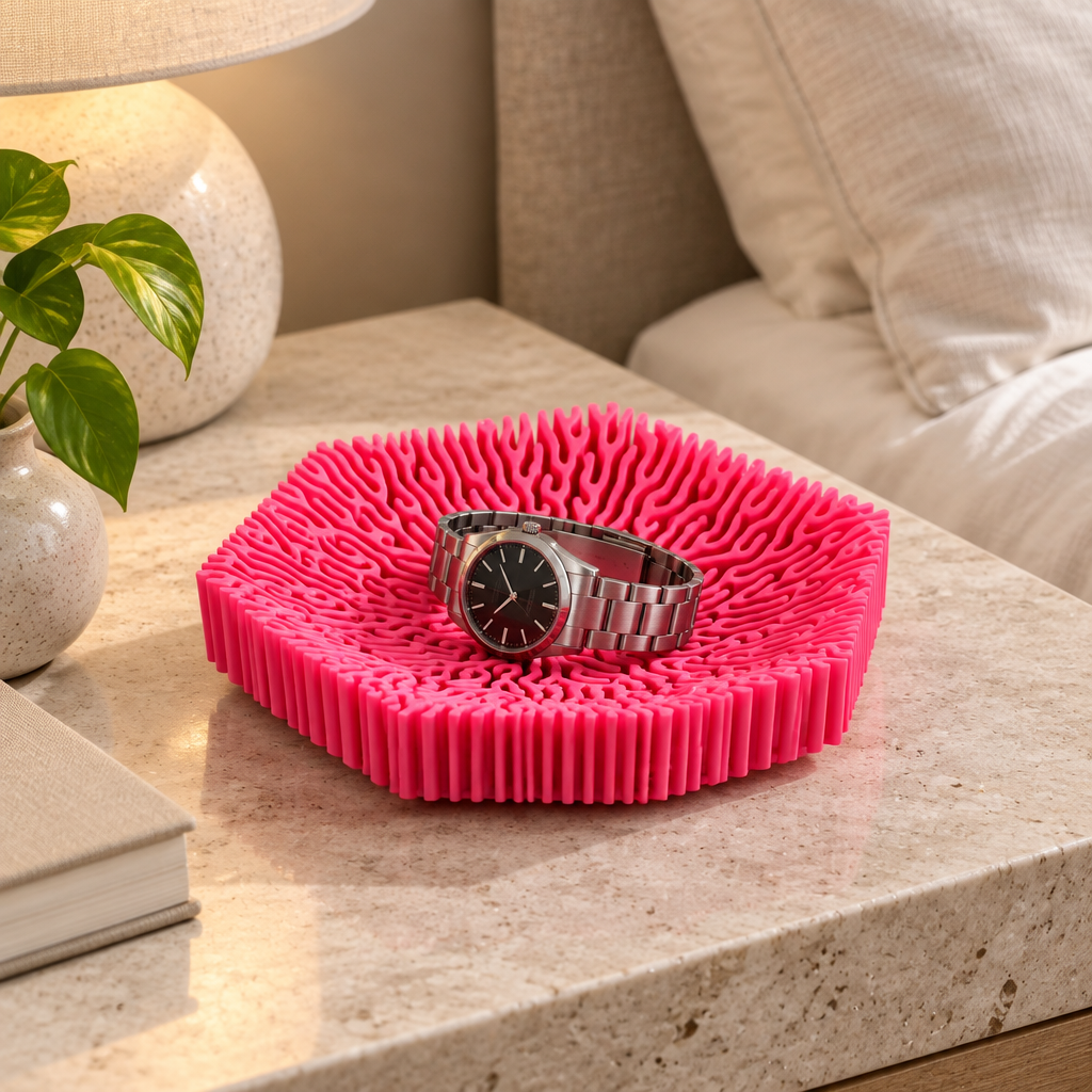 Coral bowl on bedside table
