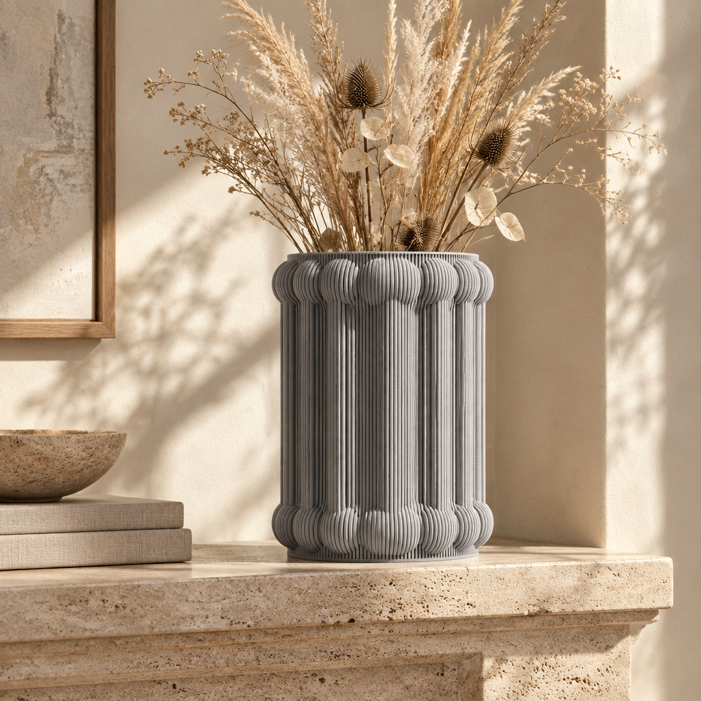 Bones Vase on travertine mantel