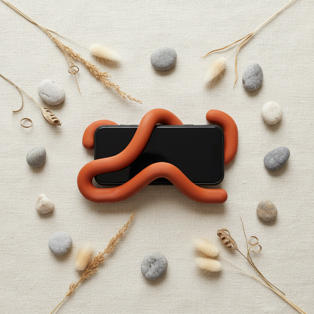 Wibbly Phone Stand flat lay botanicals