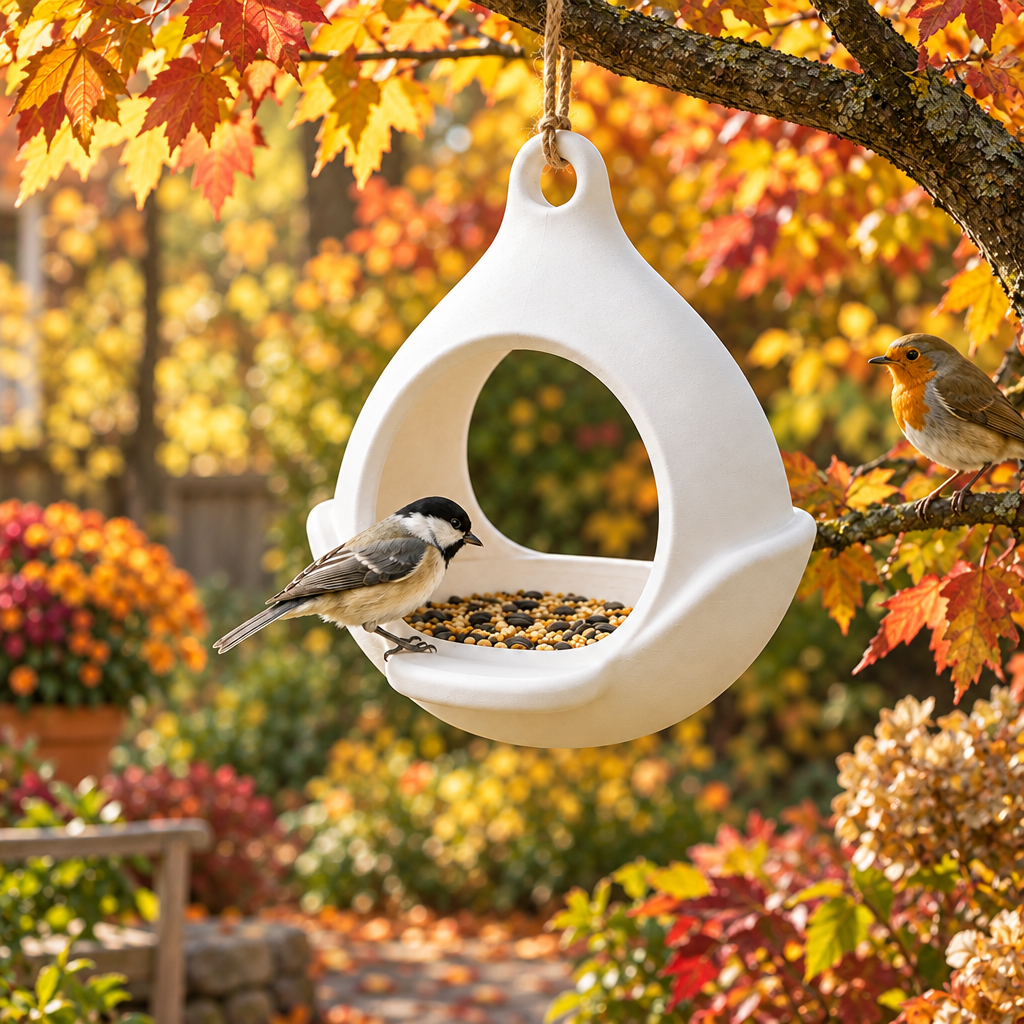 Drop feeder in autumn garden