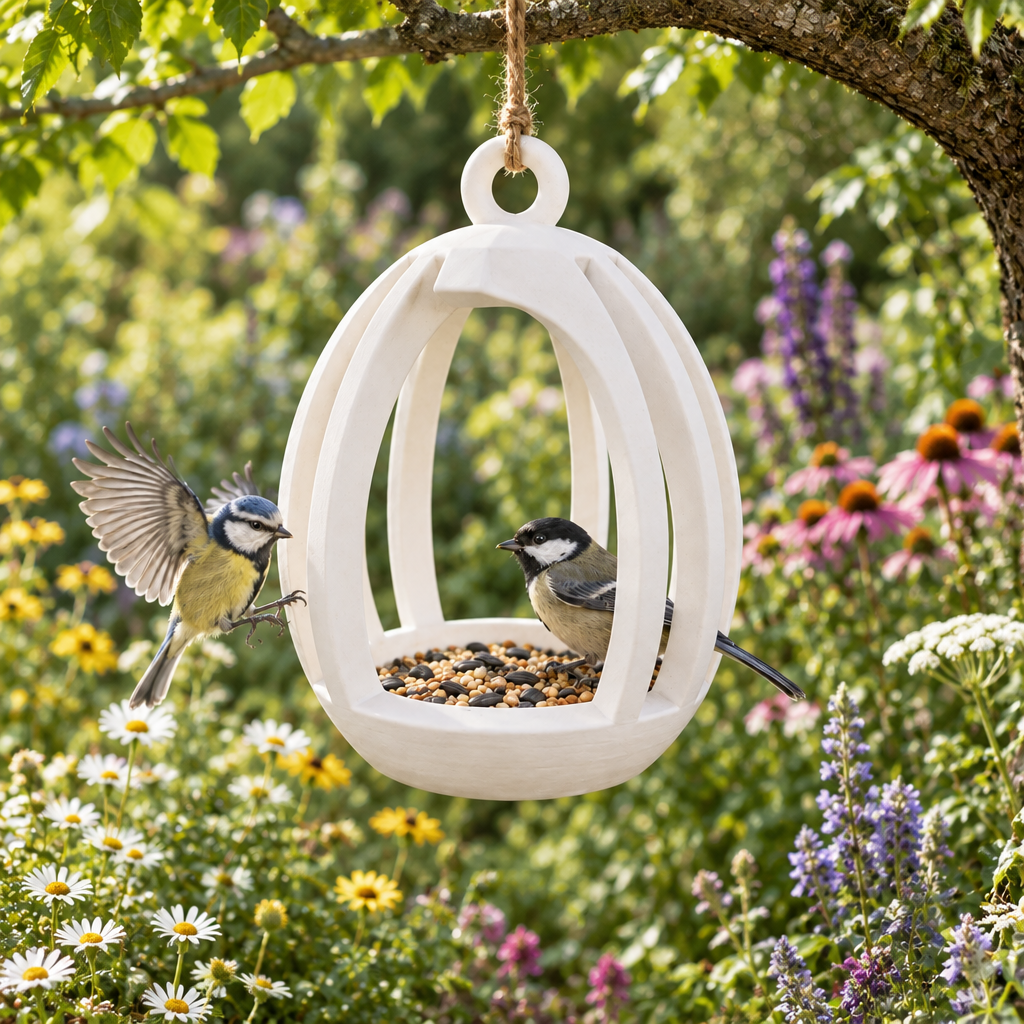 Ribbed feeder in a wildflower garden
