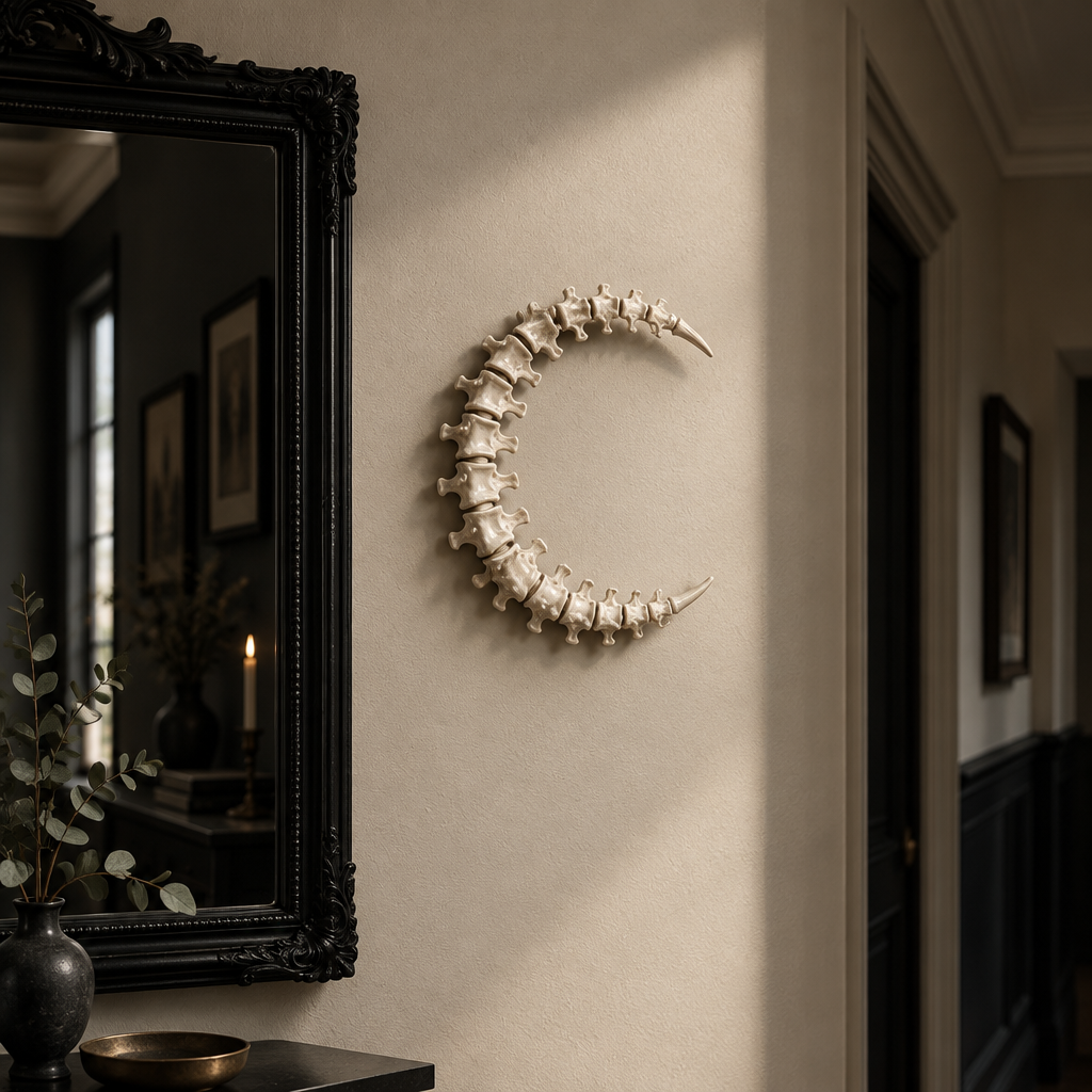 Spinal Moon on cream hallway wall