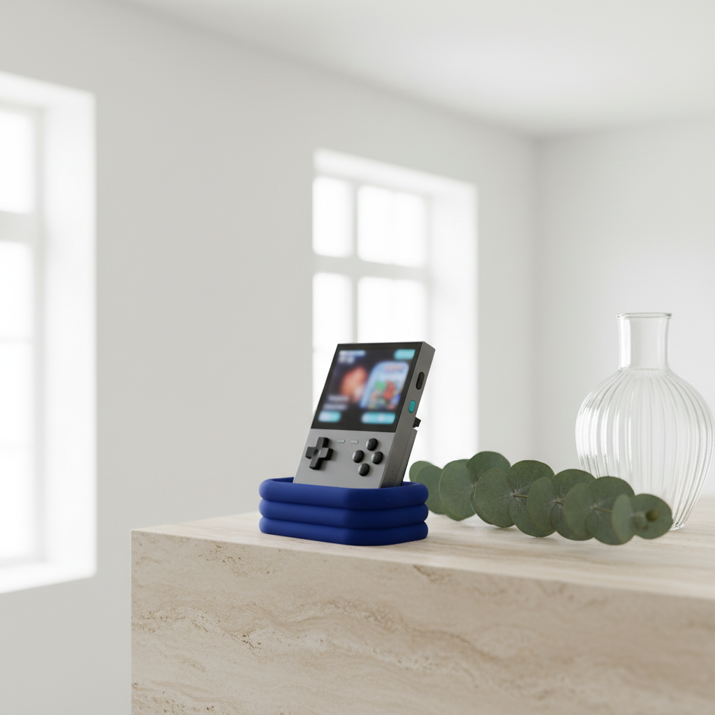 Trimui Brick Stand on travertine cobalt blue