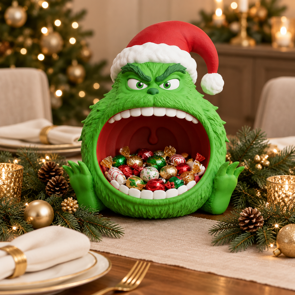 Christmas sweet bowl styled as a festive dining-table centrepiece