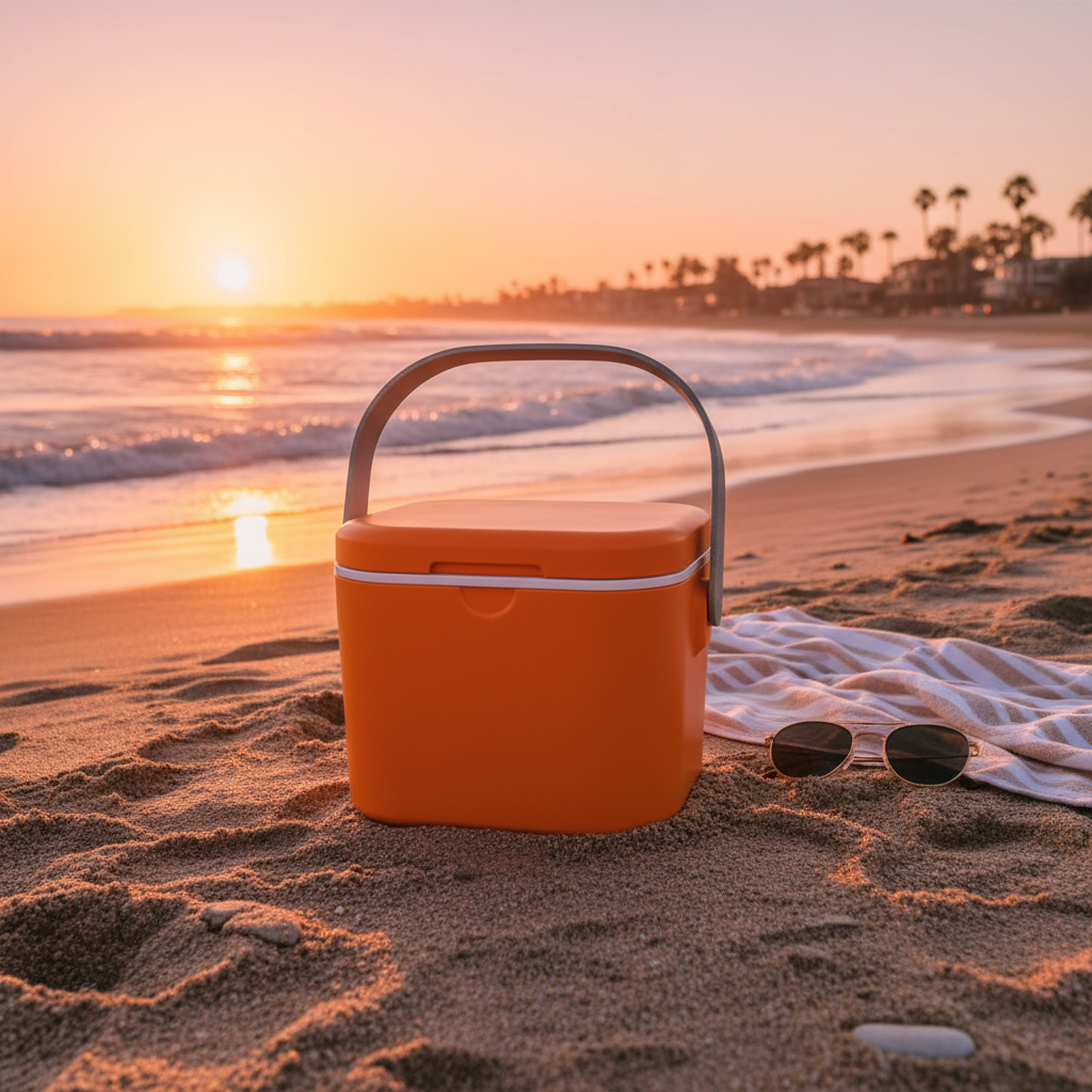 Freezable Four-Can Cooler Box - Orange colourway lifestyle 2