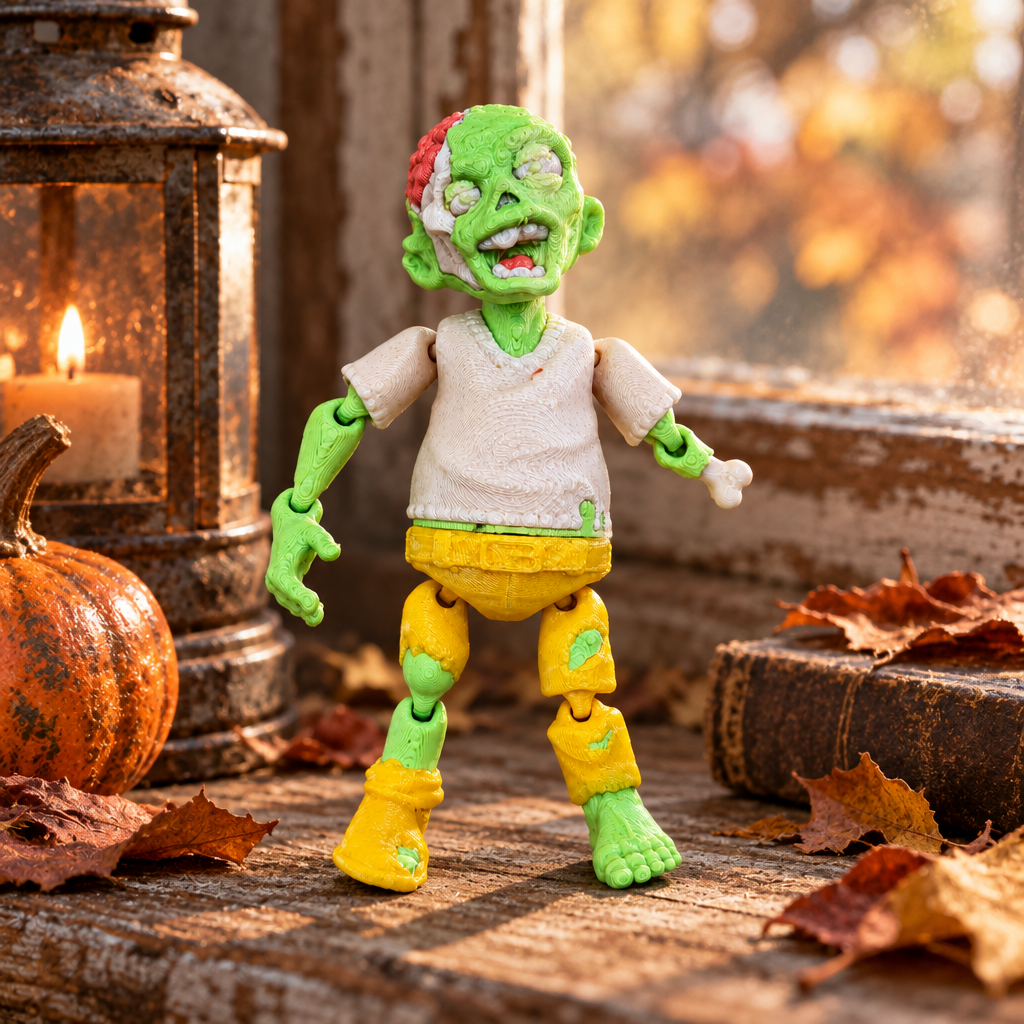Articulated Zombie on autumn windowsill