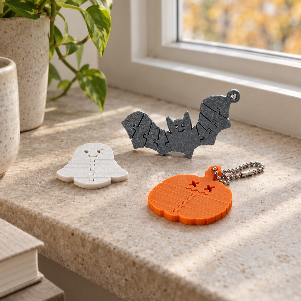 Spookyflex trio on a windowsill