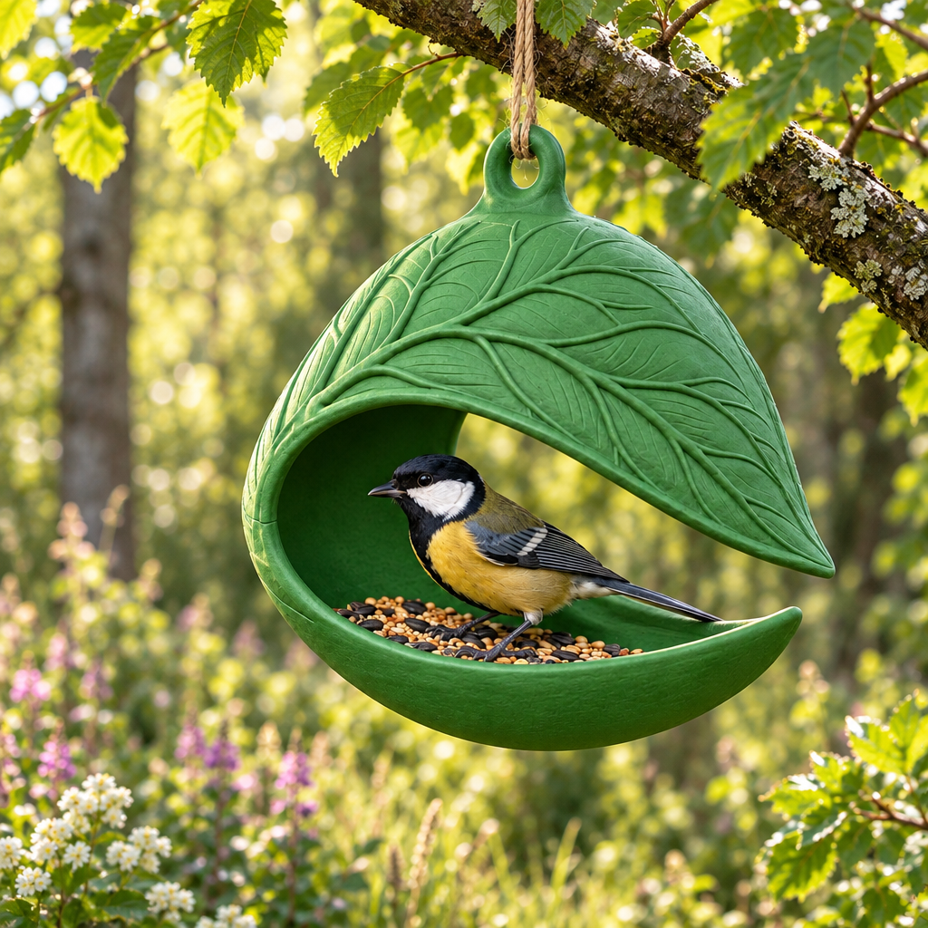 Green Leaf Nest bird feeder near a woodland edge